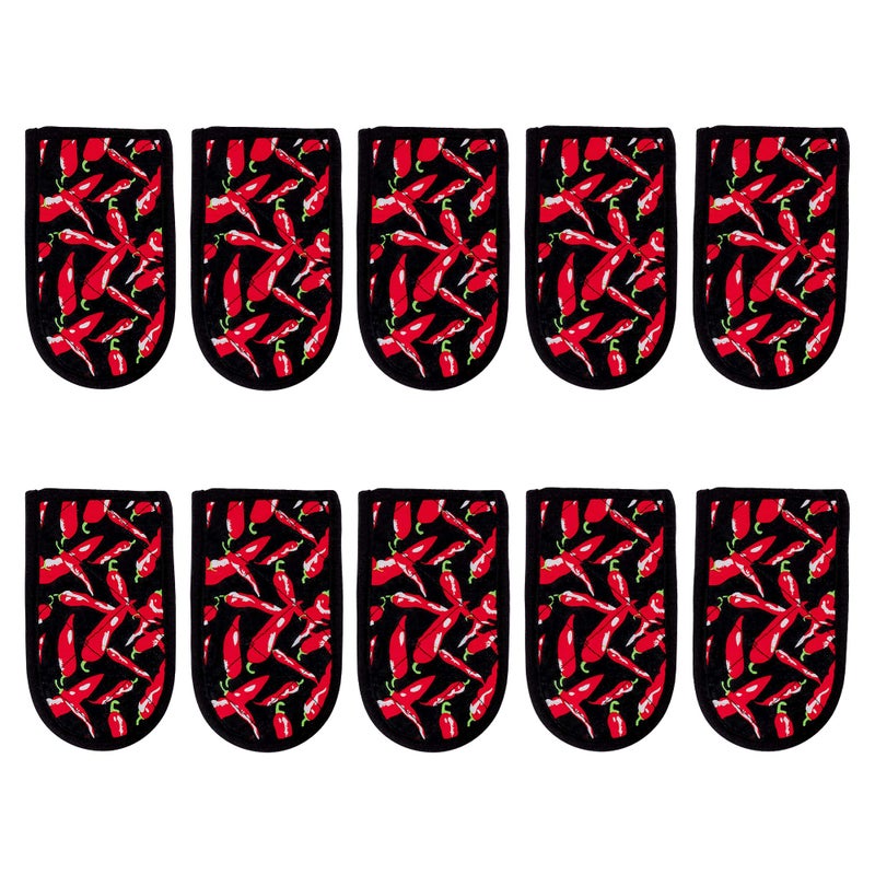 EHOMEA2Z Cast Iron Skillet Pan Pot Holder Covers Mitts Black Non-Slip Washable Sleeves for BBQ Baking Kitchen Cotton Commercial Grade (Chili, 10) - Image 1
